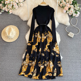 #3451 [Order] Đầm Quảng Châu dệt kim chữ A váy dài thanh lịch phong cách retro nhẹ nhàng khí chất cổ điển dài