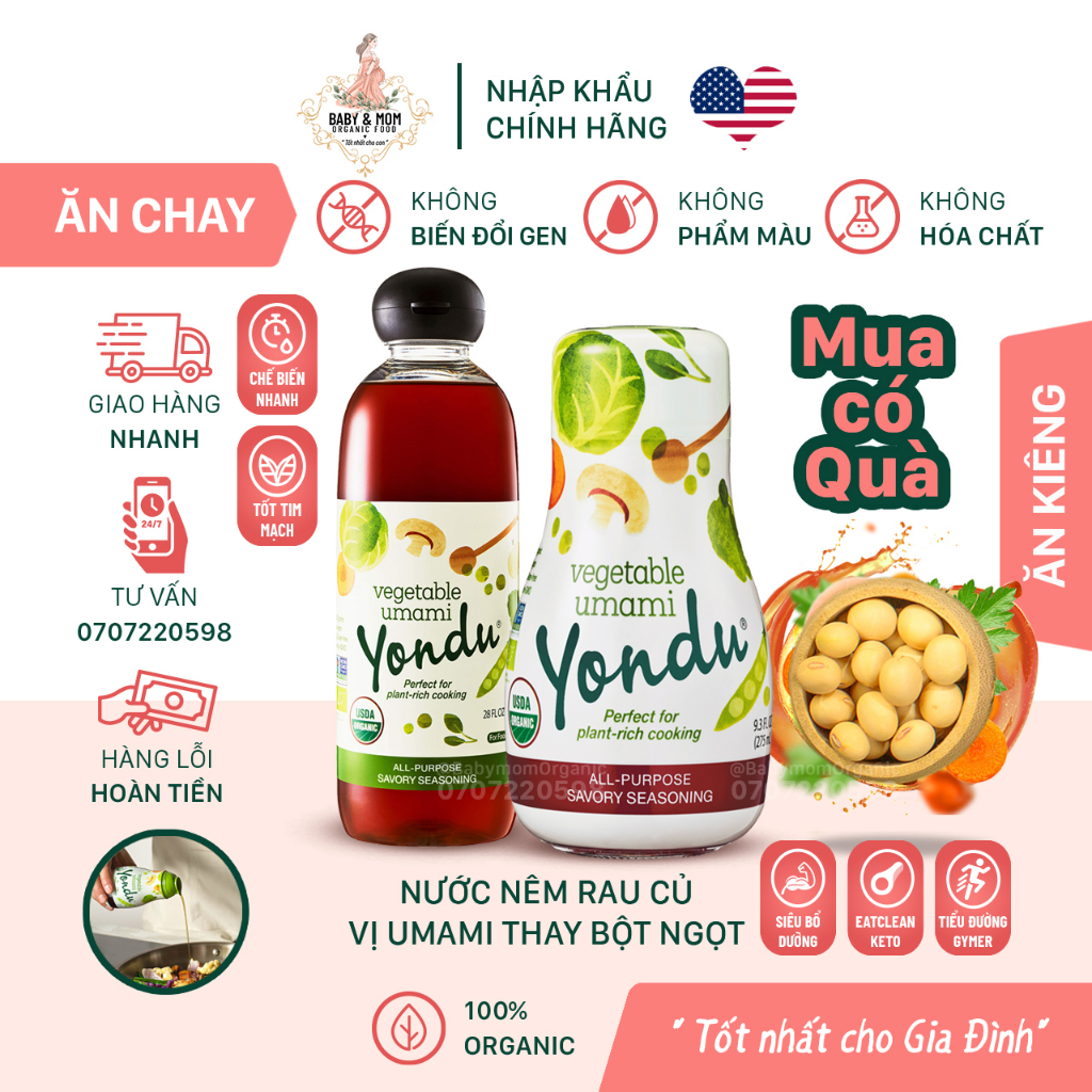 Nước nêm gia vị cốt rau củ thay thế bột ngọt nước nắm Yondu Organic Umami