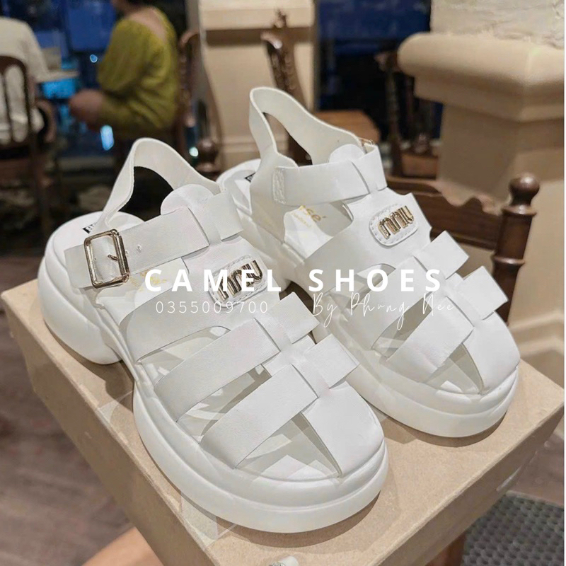 GIÀY SANDAL RỌ ĐẾ THÔ PU PHỐI KHOÁ MIU MIU SIÊU XINH HÀNG QUẢNG CHÂU