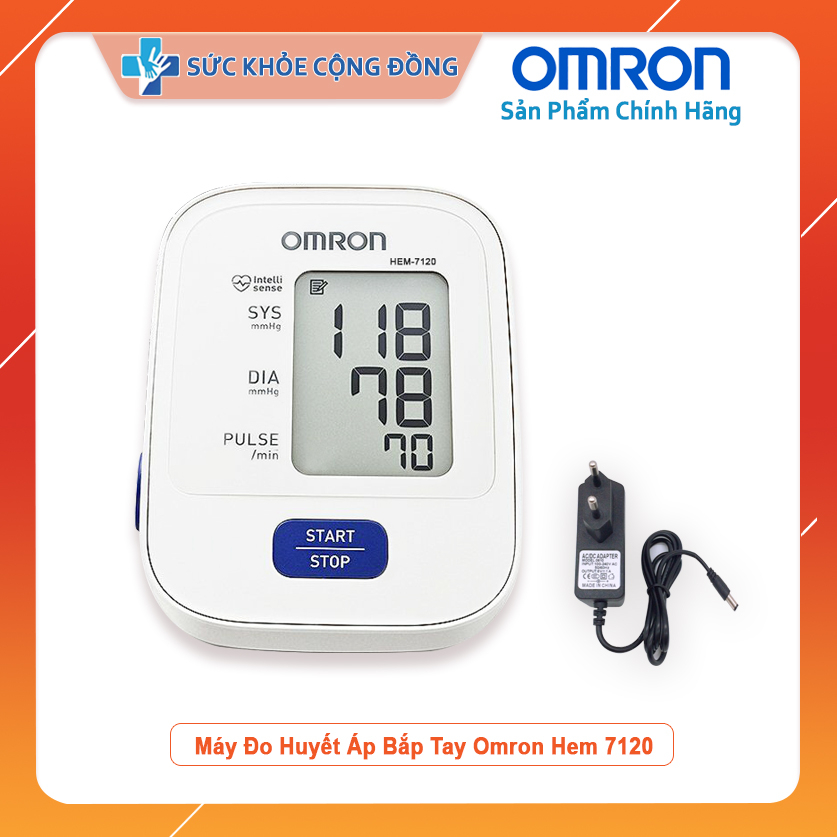 Máy đo huyết áp bắp tay Omron HEM-7120 + Tặng bộ đổi nguồn