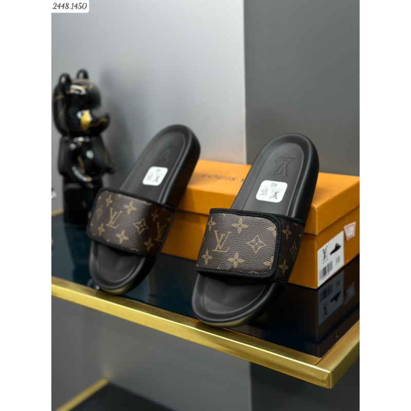 Dép lê nam LV dạng quai dán 3 màu mới về đế cao su bám chân