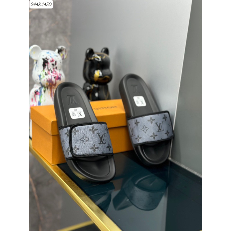 Dép lê nam LV dạng quai dán 3 màu mới về đế cao su bám chân