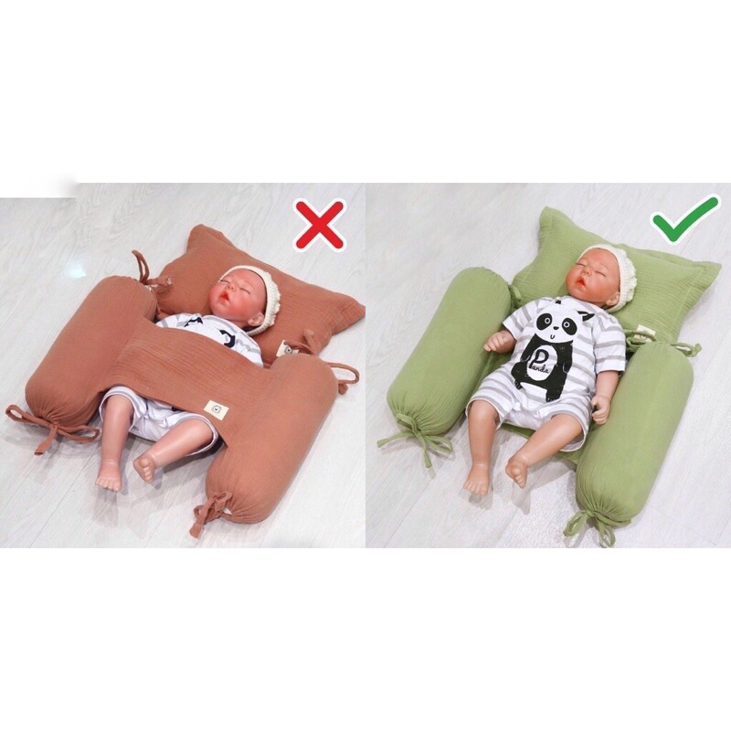 Bộ Gối Chặn XSơ Sinh Xô Muslin Siêu Mềm Mại Chống Giật Mình Cho Bé trai bé gái