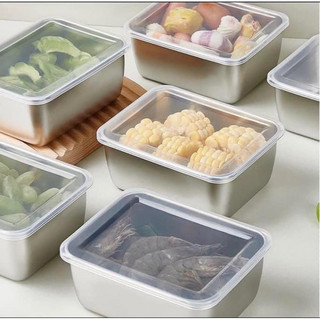 Hộp inox kèm nắp đậy - sét khay inox 304 an toàn