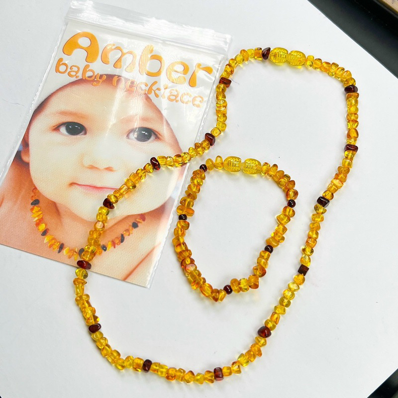 Bộ vòng cổ và vòng tay hổ phách Amber cho bé
