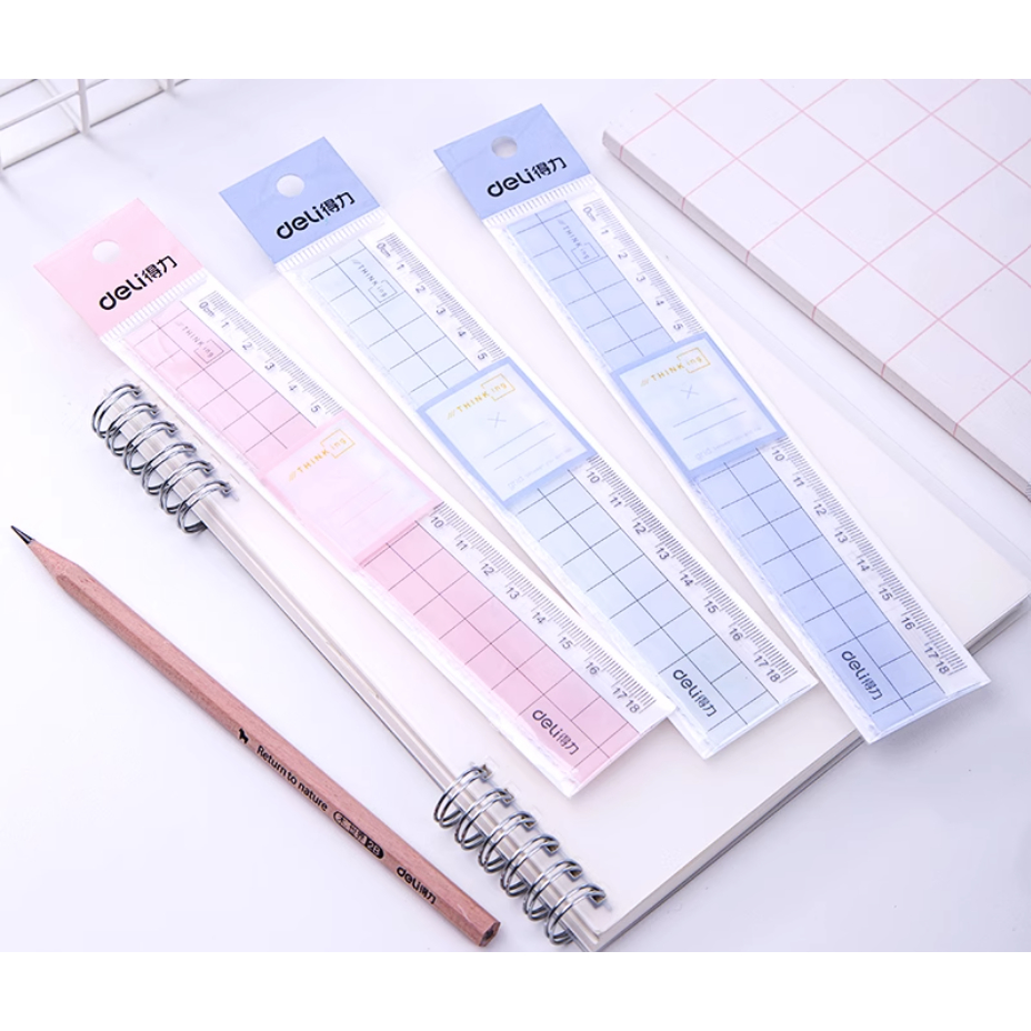 Thước Deli 6235 Dễ Thương Xinh Xắn 18Cm Chất Liệu Nhựa PS Màu Sắc Nhã Nhẵn Cute