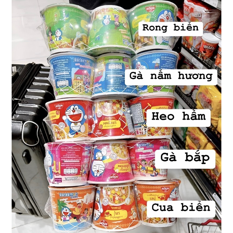 Lốc 6 Ly Mì Tôm Trẻ Em Doraemon Thái Lan Nội Địa Hàng Mới