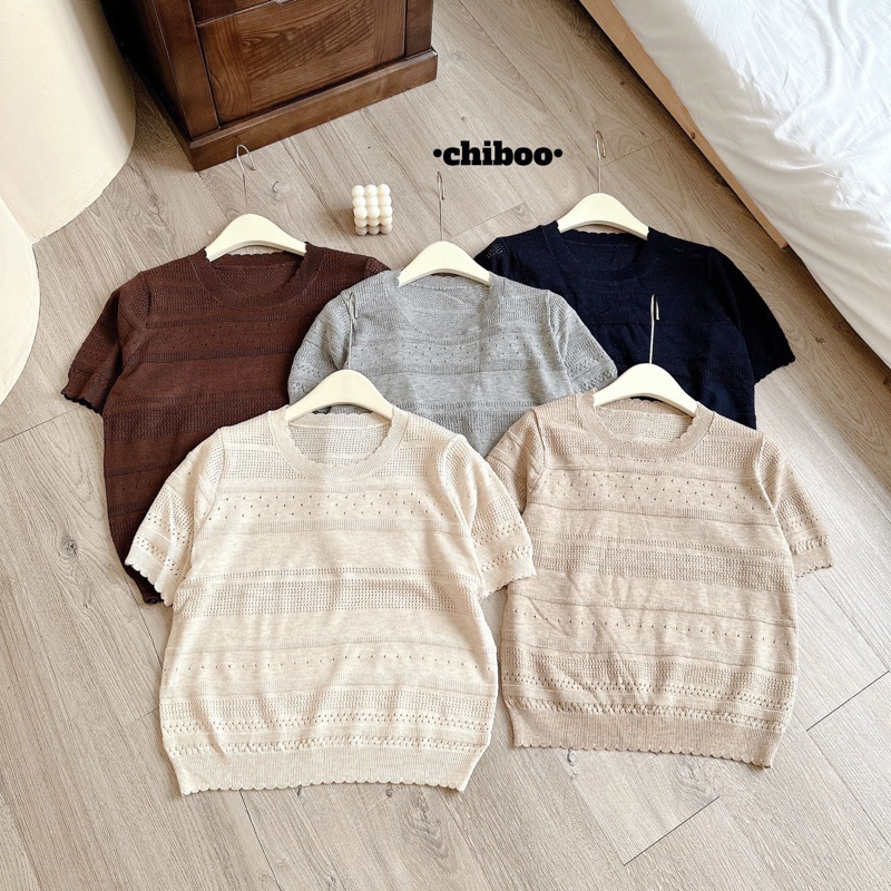 Áo len Mongtoghi mỏng cổ bèo cưa dáng vừa hàng qC- có sẵn