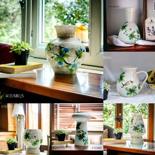 Bình hoa vẽ thủ công bát tràng, lọ hoa vẽ chim mai, bình hoa decor Bát tràng giá rẻ