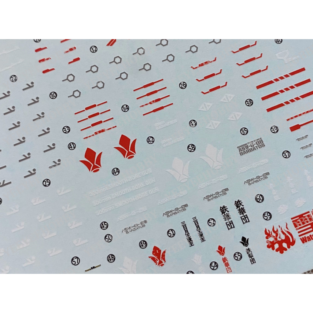 DECAL MÔ HÌNH XUEYAN - DECAL NƯỚC CHO MÔ HÌNH MG 1/100 IBO BARBATOS 4TH FORM MG-51