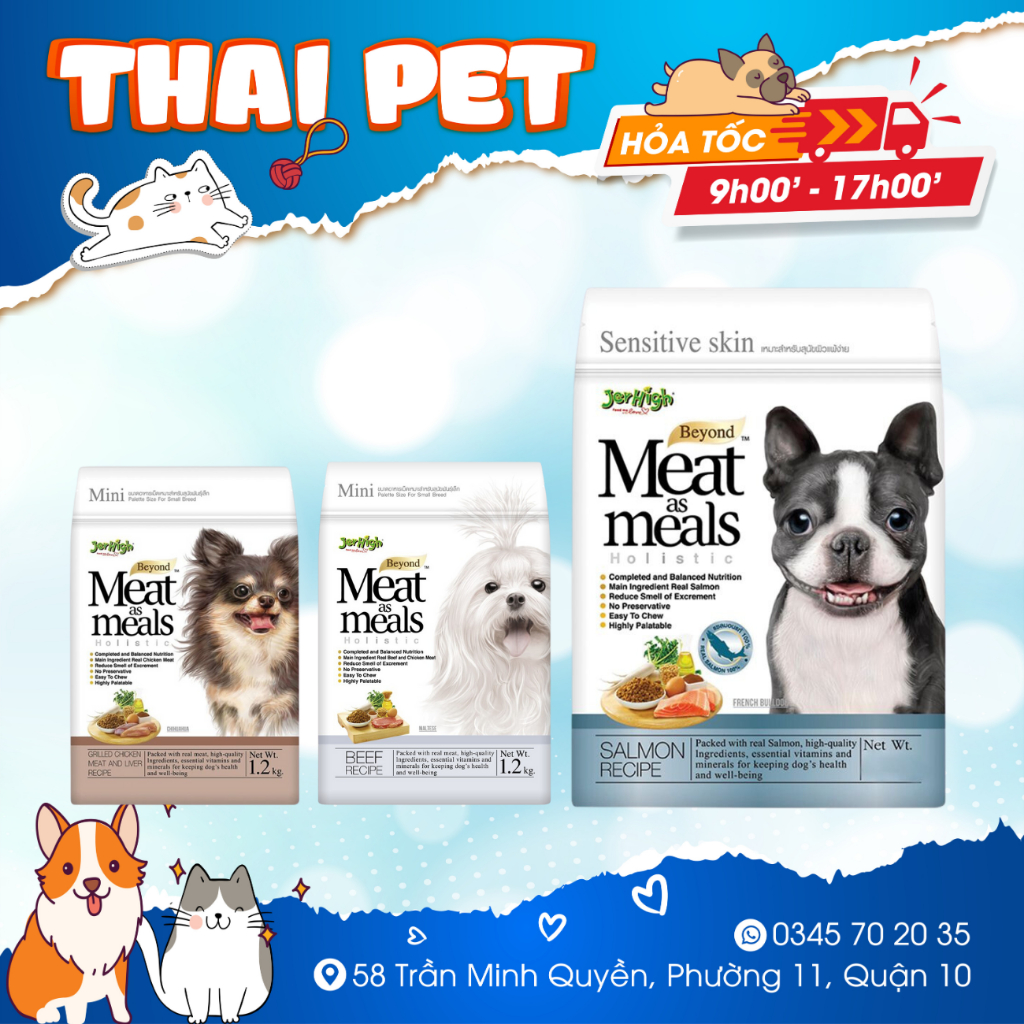 Hạt mềm Jerhigh Meat as Meals cho Chó 1.2kg Ngừa Sỏi Thận Dành cho cún kén ăn