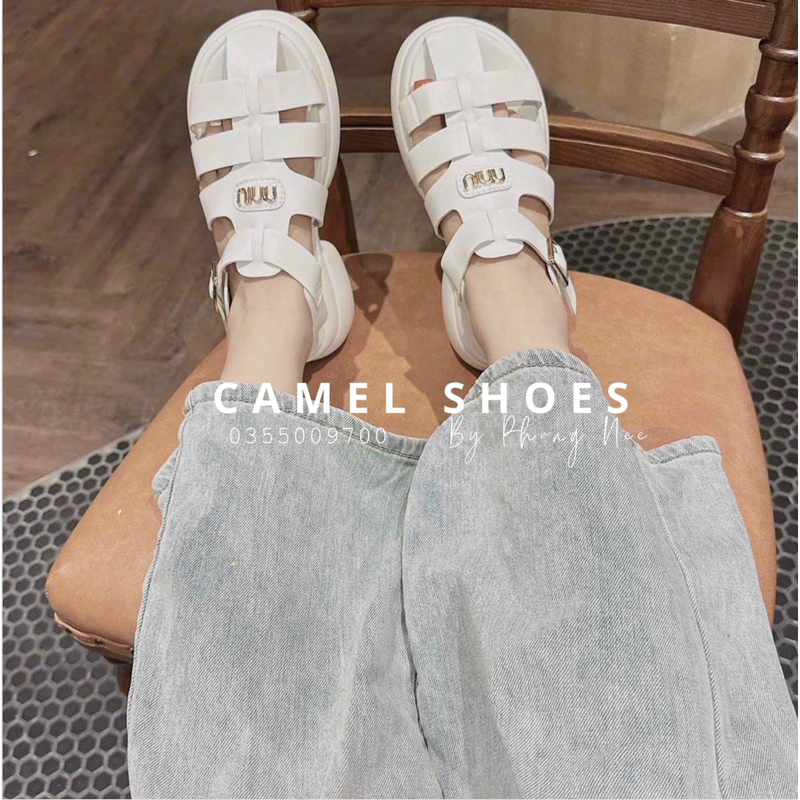 GIÀY SANDAL RỌ ĐẾ THÔ PU PHỐI KHOÁ MIU MIU SIÊU XINH HÀNG QUẢNG CHÂU