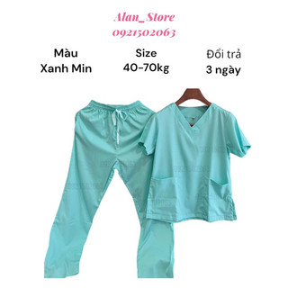 Đồng phục spa/đồng phục nhân viên y tế màu xanh min