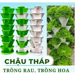   Combo 3_5  tháp trồng rau hoa thông minh Kệ trồng cây trang trí ban công có thể xếp tầng trông cực đẹp 