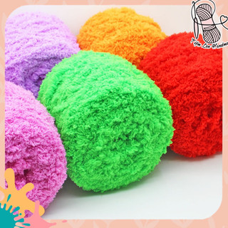 Len đan khăn, len bông xù đan khăn mũ, túi cuộn 100 gram