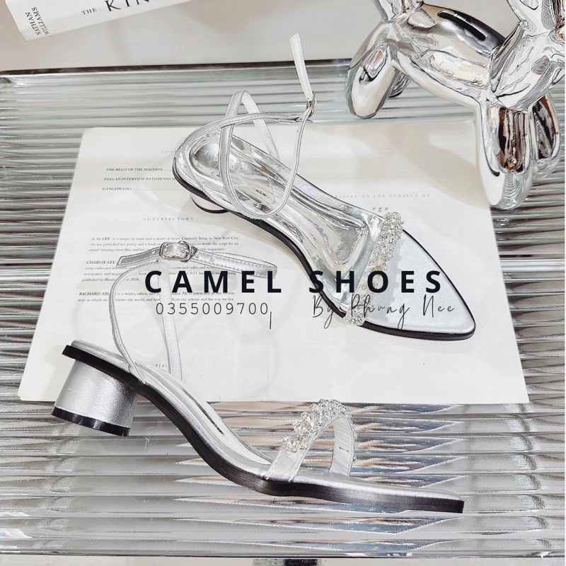 GIÀY SANDAL GÓT TRÒN 4 PHÂN QUAI DÂY ĐÁ MŨI NHỌN MẪU MỚI SIÊU ĐỘC LẠ