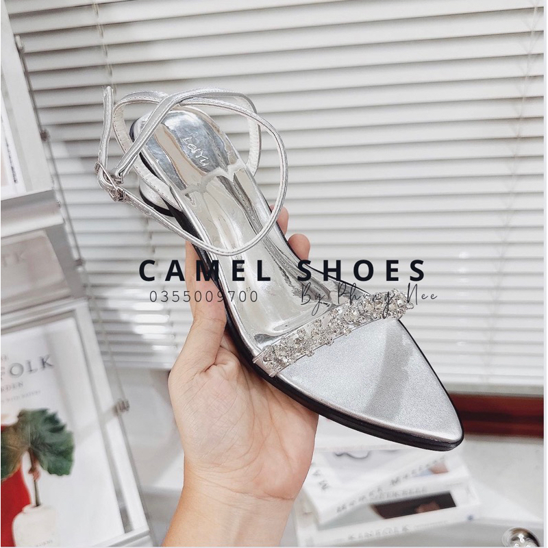 GIÀY SANDAL GÓT TRÒN 4 PHÂN QUAI DÂY ĐÁ MŨI NHỌN MẪU MỚI SIÊU ĐỘC LẠ