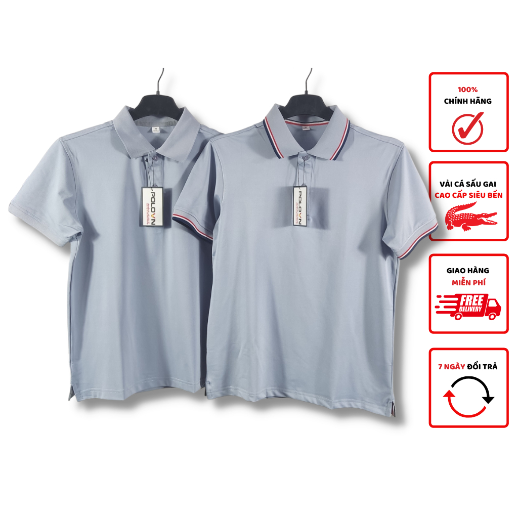 Áo thun Polo nam cổ bẻ Basic màu Xám Lam , vải cá sấu - không xù lông, không ra màu, thấm hút mồ hôi, form regular fit