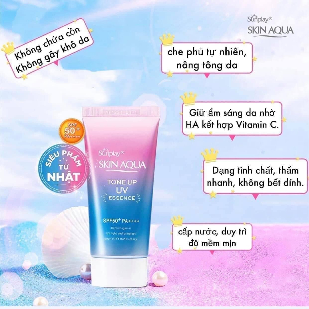 Sữa chống nắng Skin Aqua SPF 50+. Kem dưỡng trắng da ban ngày lên tone tự nhiên.