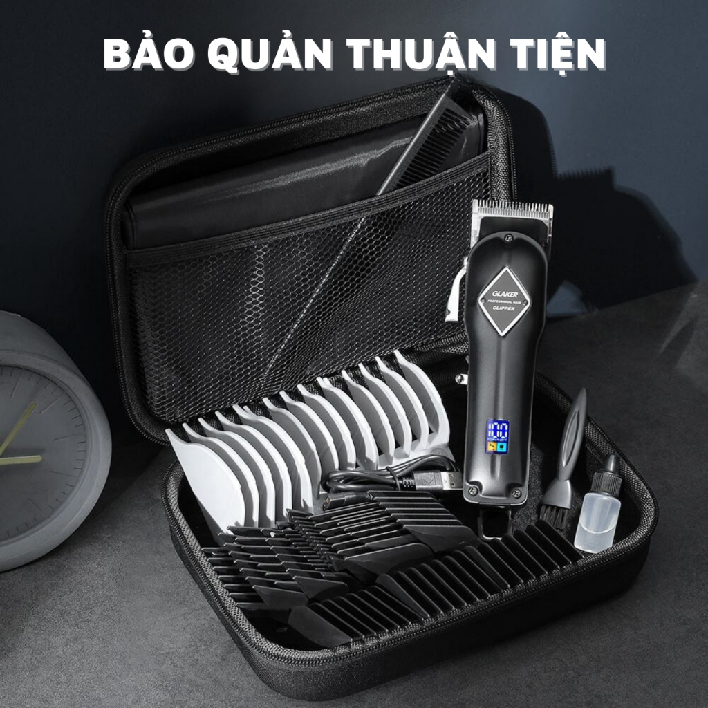 Tông đơ cao cấp Glaker thương hiệu đức, tông đơ cắt tóc lưỡi thép chống gỉ, đa năng chuyên dụng Bảo hành 5 Năm