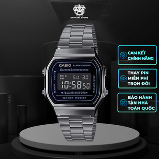 Đồng hồ unisex Casio A168WGG-1B dây thép mạ ion màu xám, chống nước 50m, size 36mm, hàng chính hãng