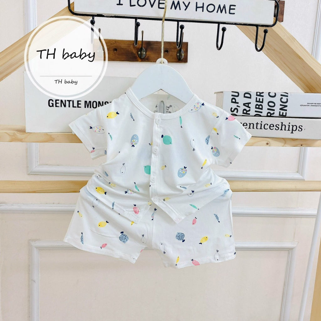 Bộ Cộc Tay Sơ Sinh Ava Nền Trắng Họa Tiết Cúc Giữa