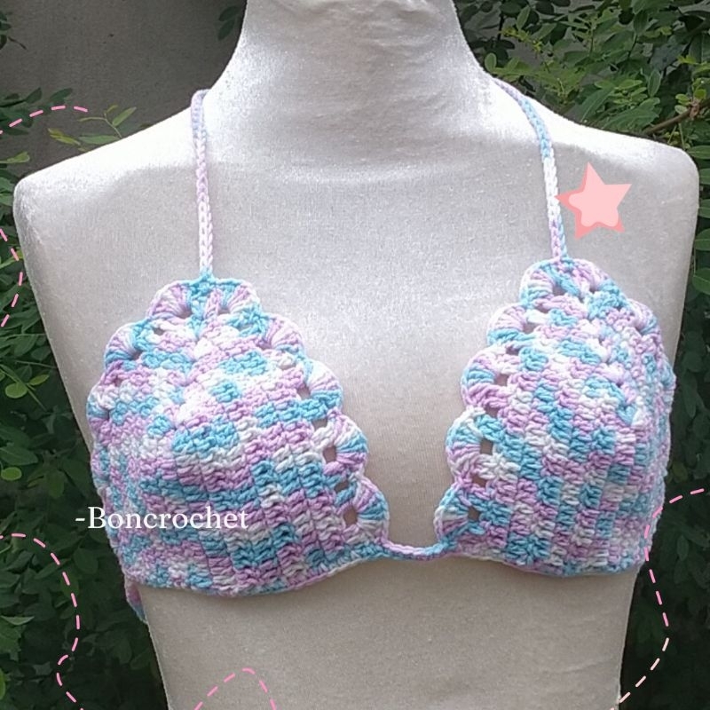 Handmade Áo bra len cột dây