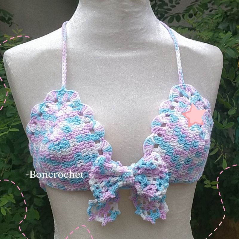 Handmade Áo bra len cột dây