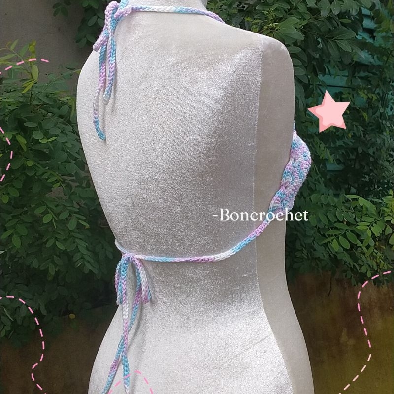 Handmade Áo bra len cột dây