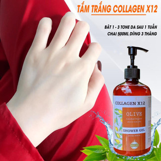 Sữa tắm truyền trắng Collagen x12 Olive 500ml