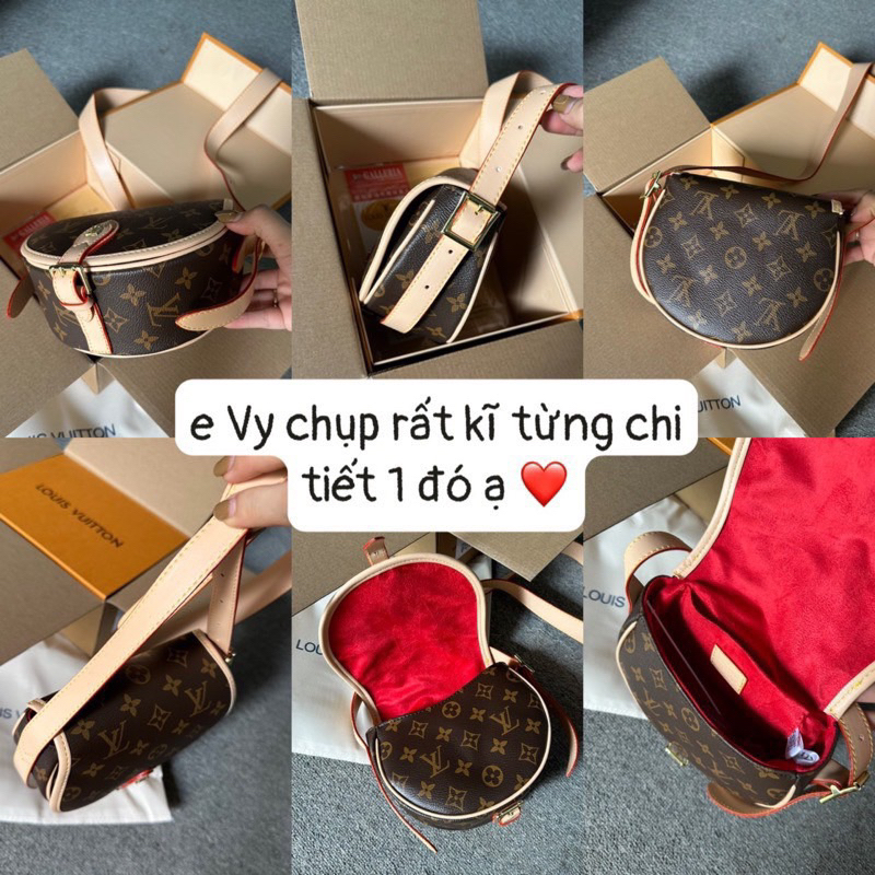 Túi tròn bầu box 2 lớp size 18 kèm dây da đeo chéo