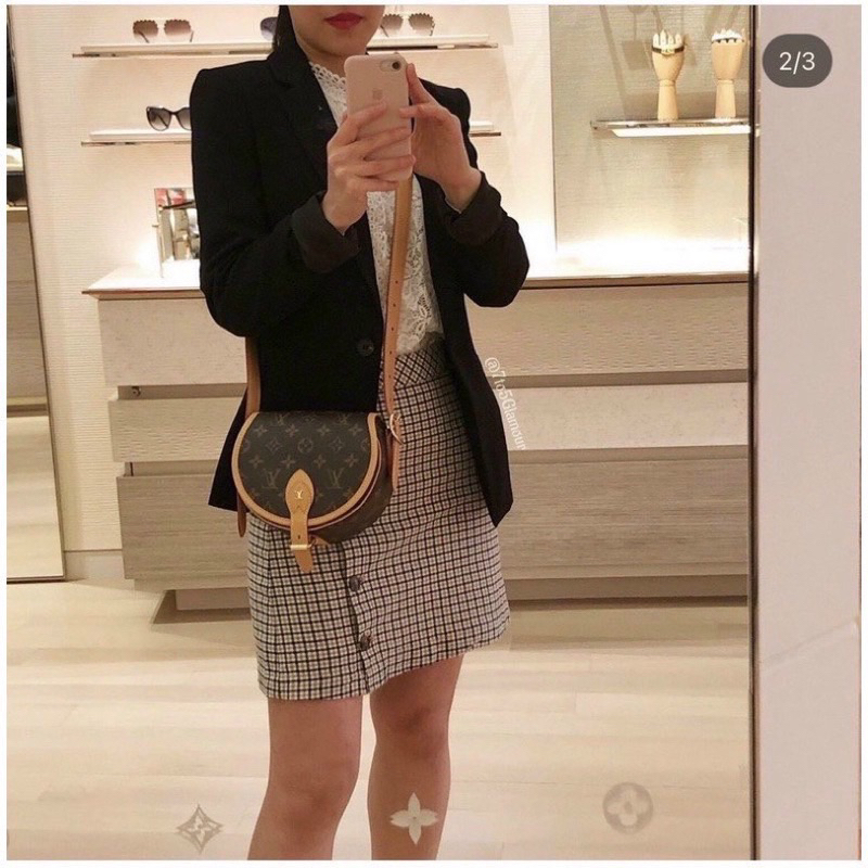 Túi tròn bầu box 2 lớp size 18 kèm dây da đeo chéo