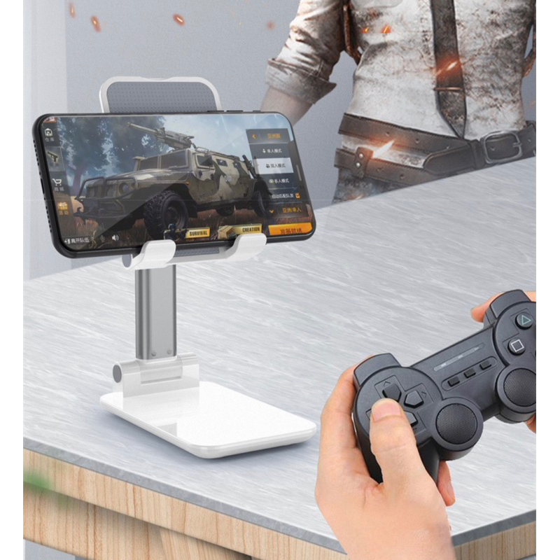 Giá đỡ điện thoại máy tính bảng gấp gọn đen trắng, livestream, học online, để bàn quay phim ghi hình đa năng