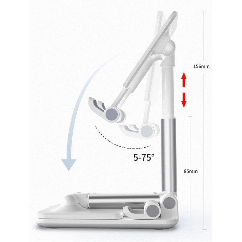 Giá đỡ điện thoại máy tính bảng gấp gọn đen trắng, livestream, học online, để bàn quay phim ghi hình đa năng