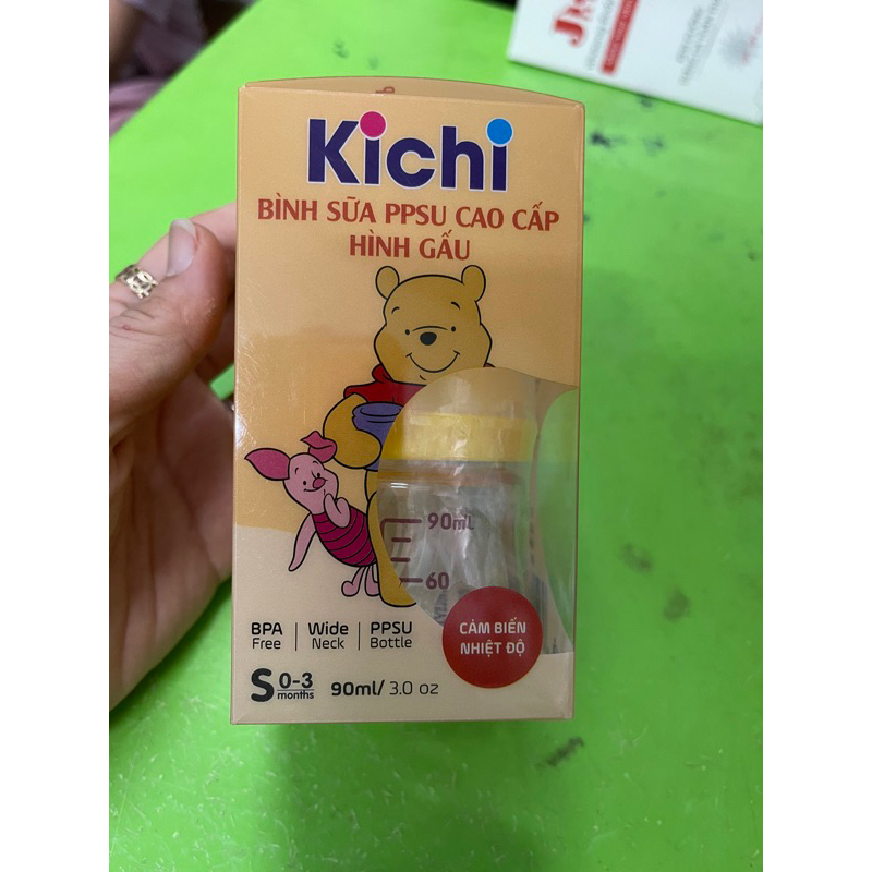 Bình sữa cổ rộng PPSU Kichilachi Hình Gấu Pooh 90ml / 160ml / 260ml KICHI KC - Tặng kèm 1 núm ty cho bé