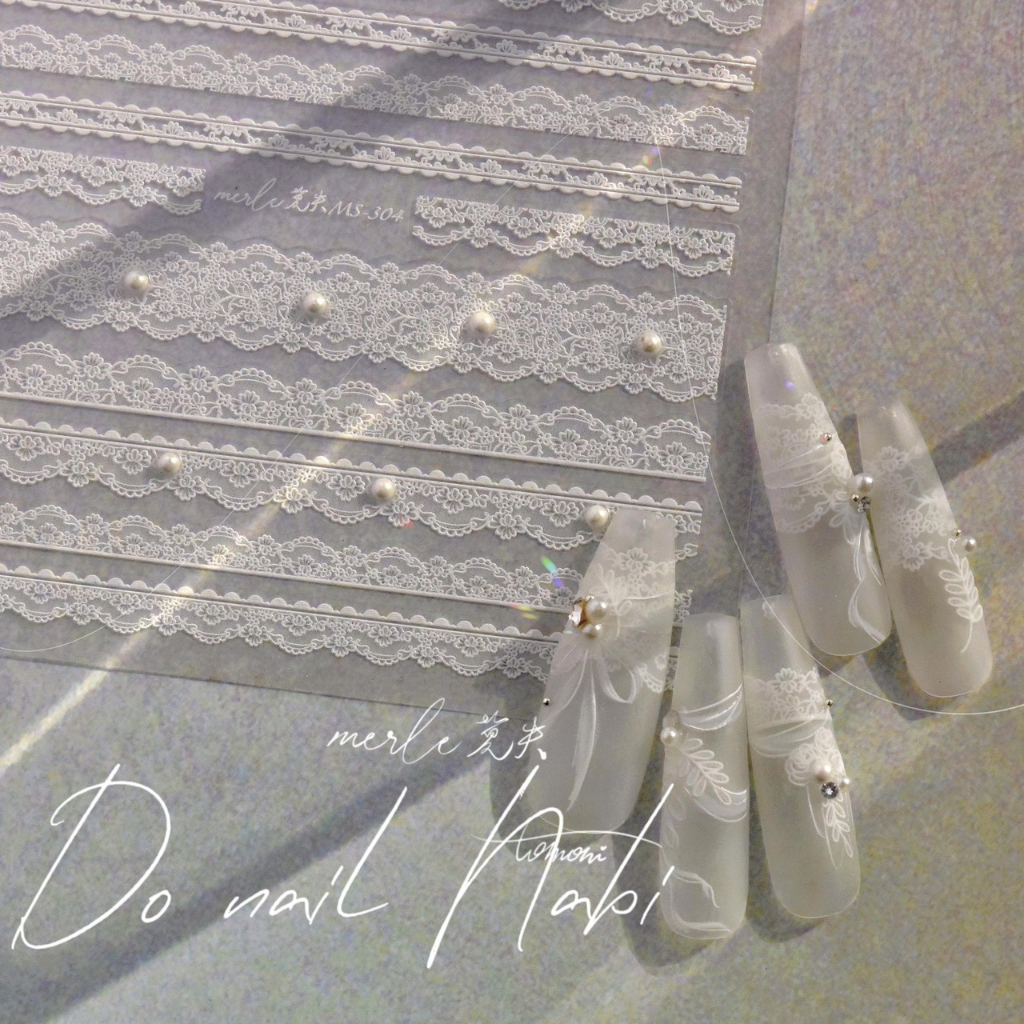 Sticker ren trang trí nail trắng đen