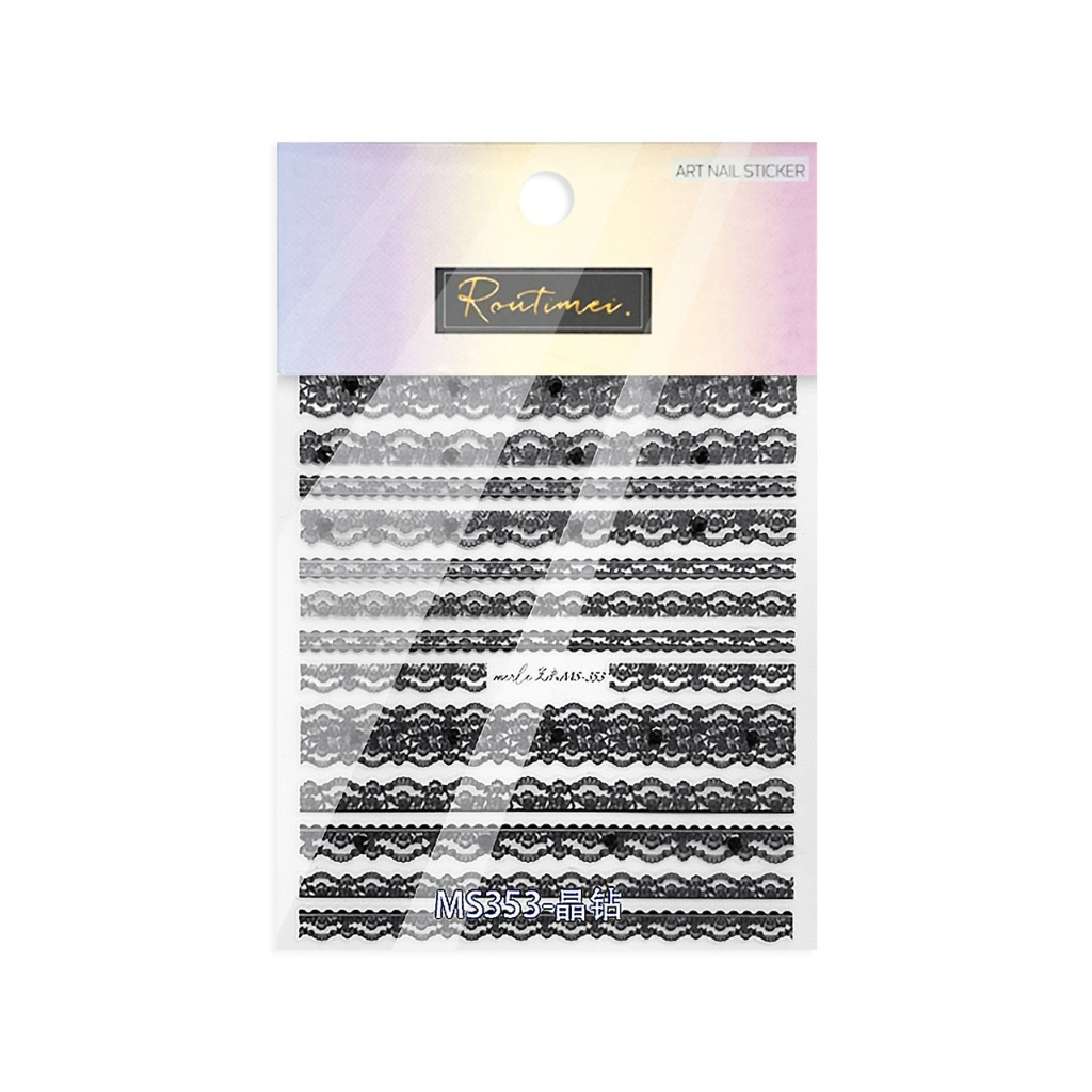 Sticker ren trang trí nail trắng đen