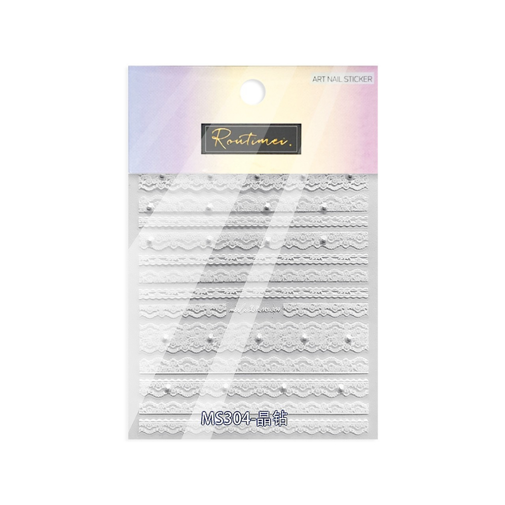 Sticker ren trang trí nail trắng đen