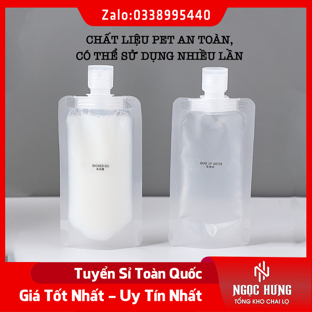 Túi Chiết Dầu Gội, Mĩ Phẩm Trong Suốt Có Thể Tái Sử Dụng 50ml/100ml