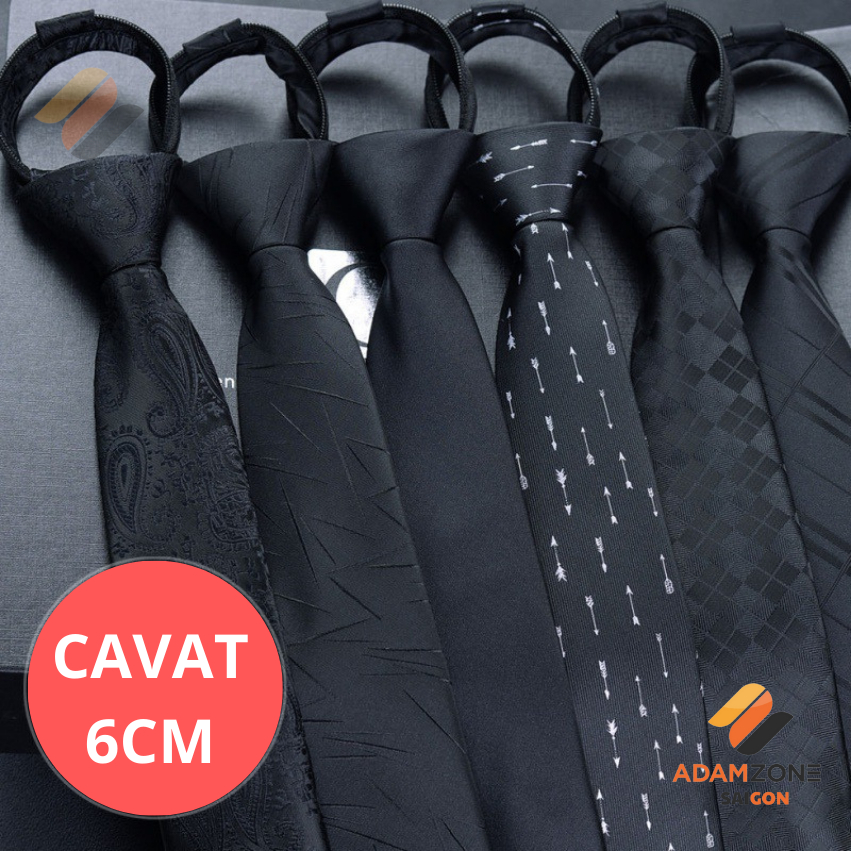 Cavat bản nhỏ 6cm thắt sẵn màu đen cao cấp, Cravat Hàn Quốc, Cà vạt chú rể, Calavat - AdamZone Sài Gòn
