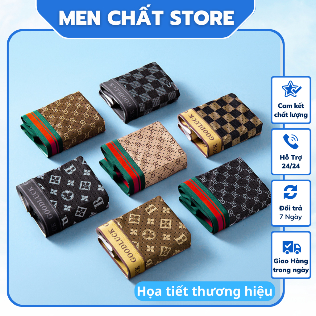 Combo 4 quần sịp đùi nam thương hiệu sang chảnh. Sịp thiết kế có lỗ thông hơi thoáng khí lót quần 2 lớp cotton bao mát.