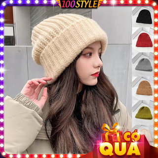 Nón Len Nam Nữ Chất Dày Phủ Tai Giữ Ấm Màu Trơn