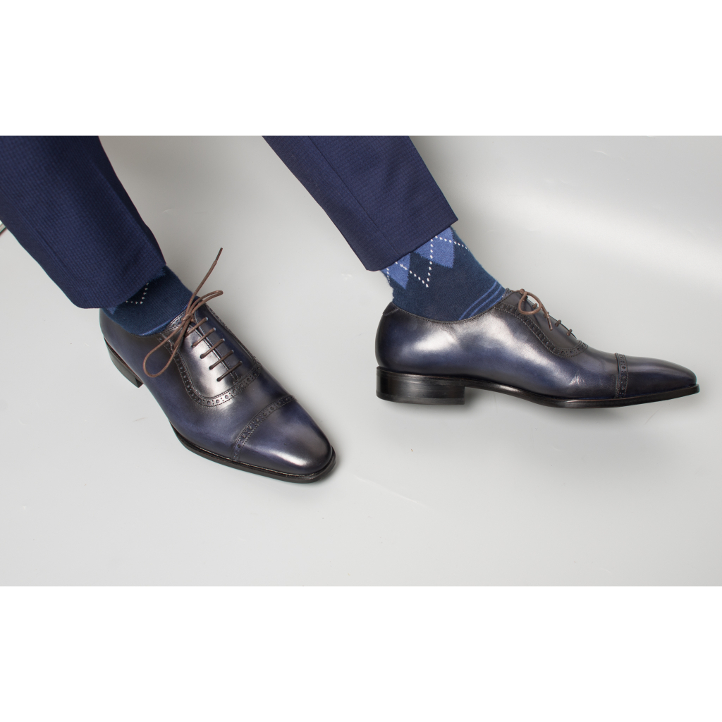 Giày Tây Nam Buộc Dây Kiểu Dáng Oxford Khâu Thủ Công Chất Liệu Da Bê Nhập Khẩu  )