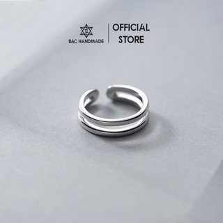 Nhẫn nữ trơn hai tầng dáng hở bạc nguyên chất-Bạc Handmade