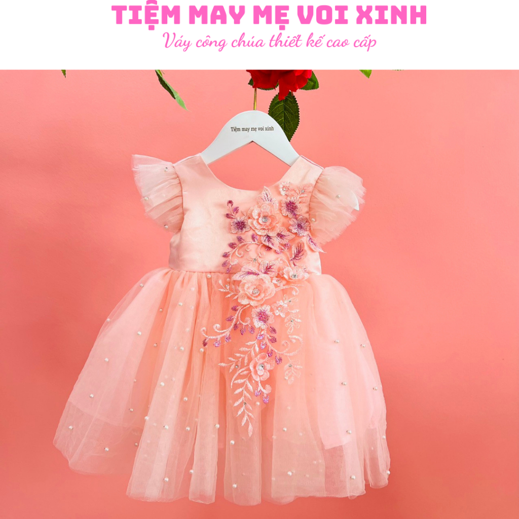 Váy công chúa đầm công chúa thiết kế cánh tiên màu hồng, đỏ, trắng cho bé gái từ 1-10 tuổi