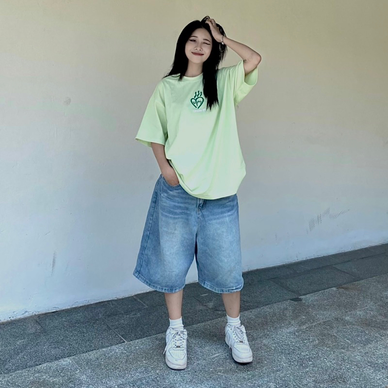 Áo thun oversize Uncle M cotton nam nữ có thêu tay LOVE TEE