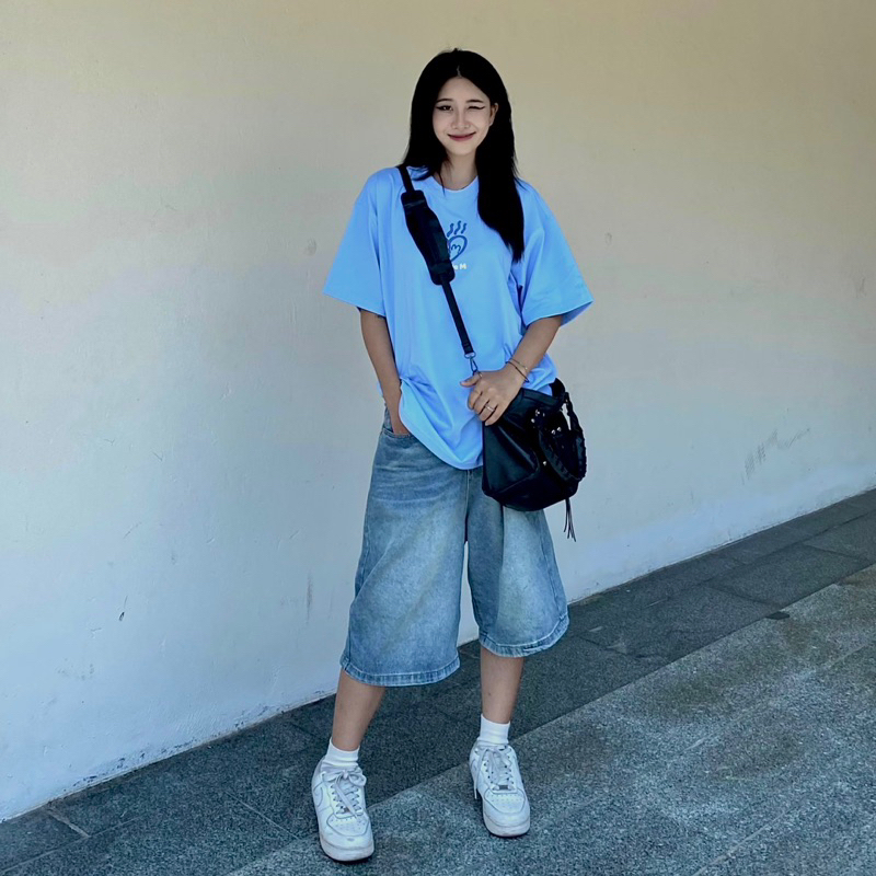 Áo thun oversize Uncle M cotton nam nữ có thêu tay LOVE TEE