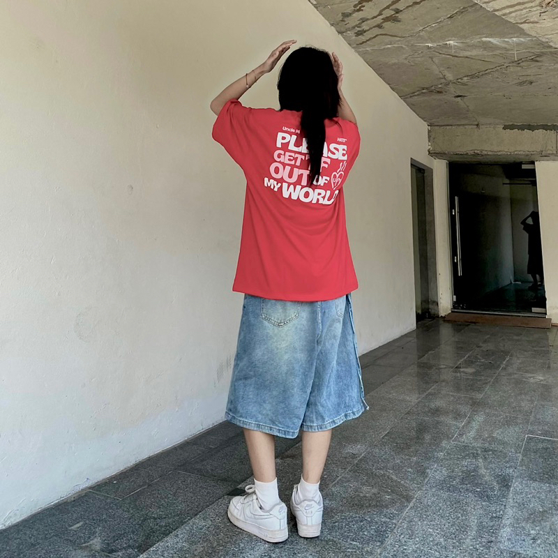 Áo thun oversize Uncle M cotton nam nữ có thêu tay LOVE TEE