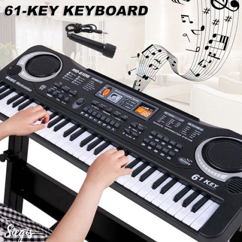 Đàn piano KEYBOARD điện tử 61 phím kèm mic cổng USB,đàn piano cho bé chơi và học