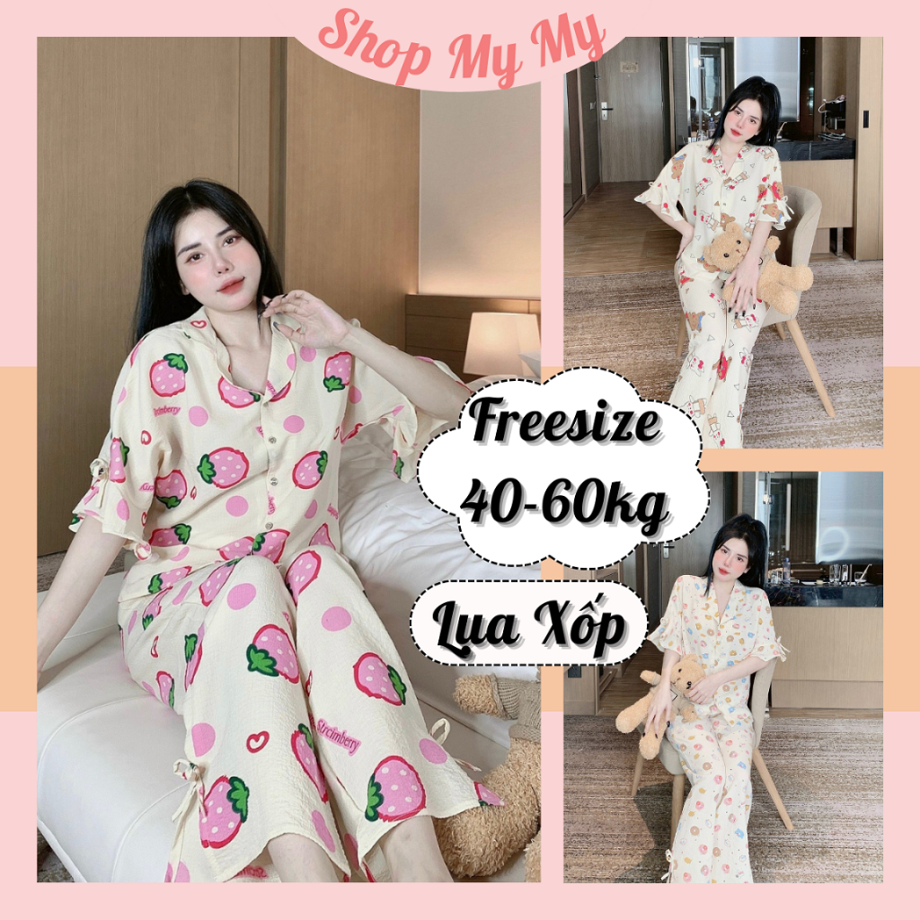 Đồ bộ nữ pijama lụa ngủ cao cấp tay ngắn quần dài SHOP MY MY